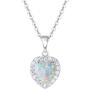 October Birthstone Sterling Silver White Opal Necklace/Earrings Halo Heart Pendant Stud Cubic Zirconia CZ Fire Opal Fine Jewelry for Women