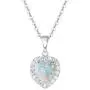 October Birthstone Sterling Silver White Opal Necklace/Earrings Halo Heart Pendant Stud Cubic Zirconia CZ Fire Opal Fine Jewelry for Women October Birthstone Sterling Silver White Opal Necklace/Earrings Halo Heart Pendant Stud Cubic Zirconia CZ Fire Opal Fine Jewelry for Women