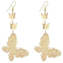 Bohemian Gold Butterfly Dangle Drop Earrings for Women Girls Fashion Hollow Big Size Earrings Jewelry