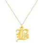 WIN JEWELRY 14K Authentic Gold Old English Pendant Necklace