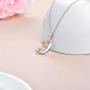 Anniversary Necklace Gifts Sterling Silver Crescent Moon Pendant Rose Flower with Pink Crystal Birthday Christmas Jewelry Gifts for Wife/Girlfriend/Mom