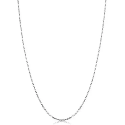 Sterling Silver or Yellow Gold Over Sterling Silver Round Cable Chain Pendant Necklace for Women (1.2 mm, 1.6 mm or 2.1 mm)