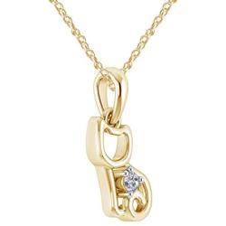 Pretty Jewels 0.06 Ct Natural Diamond Cute Kitty Cat Pendant Necklace with 18'' Chain 925 Sterling Silver (G-H/I1-I2)