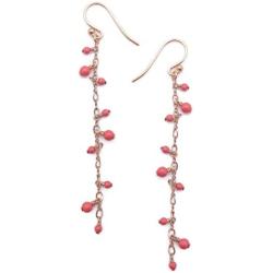 Chan Luu Salmon Color Beaded and Goldtone Chain Link Dangle Hook Earrings