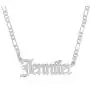 Beleco Jewelry Customize Name Necklace With Figaro Chain in Sterling Silver 925 Custom Name Plate Necklace With 15 Font Style - Personalized Any Name/Word Up To 11 Characters - Womans Mens Gift Ideas