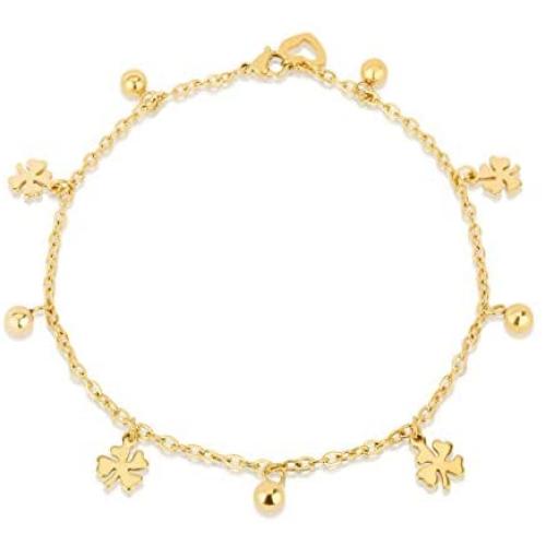 Verona Jewelers 14K Gold Plated Stainless Steel Charm Anklets for Women Girls, Dainty Foot Jewelry, Fashion Accessories and Gadgets, Summer Beach 10 Inch Ankle Bracelets, Cute Chain Link Anklet