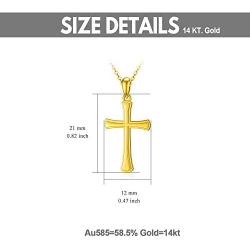 Solid Real 14K Gold Cross Necklace, Delicate Gold Italian Cross Pendant Necklace Religious Faith Jewelry for Women, Girls, 18 inch
