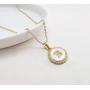 Glimmerst 18K Gold Plated Stainless Steel Initial Necklace White Shell Round Coin Letter Pendant Necklace Personalized Name Necklace for Women Girls
