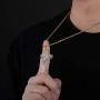 TOPGRILLZ 14K Gold Plated Simulated Diamond CZ Drop Pentagram Pendant Chain for Men and Women Necklace Hip Hop Jewelry