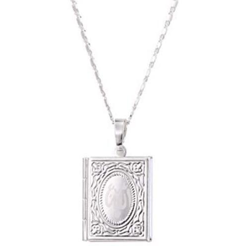 HSJack Women Girls Locket Necklaces Square Book Shape 2 Slot Photo Frame Pendant Necklace Jewelry