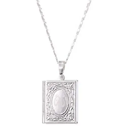 HSJack Women Girls Locket Necklaces Square Book Shape 2 Slot Photo Frame Pendant Necklace Jewelry