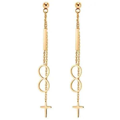 555Jewelry Stainless Steel Dangle Drop Infinity & Cross Earrings for Women & Girls 555Jewelry Stainless Steel Dangle Drop Infinity & Cross Earrings for Women & Girls
