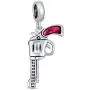 Western Marksmen Pistol Revolver Gun Dangle Bead Charm For Women Oxidized .925 Sterling Silver Fits European Bracelet Western Marksmen Pistol Revolver Gun Dangle Bead Charm For Women Oxidized .925 Sterling Silver Fits European Bracelet