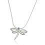 925 Sterling Silver Dragonfly Pendant Necklace with 2mm Created Blue Opal, 18'' + 4'' Extender