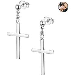 Sllaiss 925 Cross Stud Earrings For Woman Sterling Silver Cross Earrings Dangle For Man Drop Dangling Earrings 