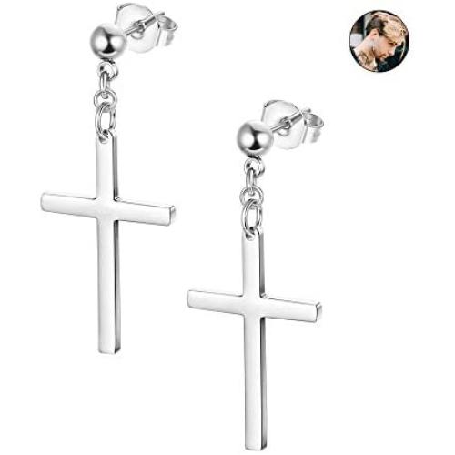 Sllaiss 925 Cross Stud Earrings For Woman Sterling Silver Cross Earrings Dangle For Man Drop Dangling Earrings 