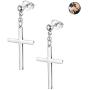 Sllaiss 925 Cross Stud Earrings For Woman Sterling Silver Cross Earrings Dangle For Man Drop Dangling Earrings 