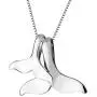 Sterling Silver Necklace with Double Mermaid Tail Pendants for Women Girls Men Delicate Personalized Polished Fish Whale Tail Pendant Dangling 18'' Chain Fashion Jewelry