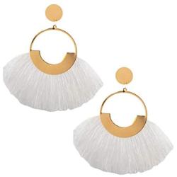 Yaluvme Tassel Earrings for Women Fashion Fall Earrings - Colorful Layered Long Thread Ball Dangle Earings - Tiered Drop Earrings for Women Valentine Birthday Party Halloween Earings
