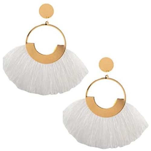 Yaluvme Tassel Earrings for Women Fashion Fall Earrings - Colorful Layered Long Thread Ball Dangle Earings - Tiered Drop Earrings for Women Valentine Birthday Party Halloween Earings
