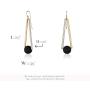 NIEVOS JEWELRY Gold Plated Earring 24k Gold Plated And 925 Geometric Earring With Black Ball Bead. Geometric Style Gift Jewelry Handmade For Her Designer Made By Women Love