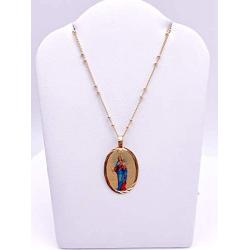 Virgen Maria Auxiliadora Pendant Necklace for Women 18K Gold Plated Chain Mary Help Of Christians Jewelry