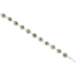 Sterling Silver Evil Eye Bracelet for Women and Girls 10 mm Glass Eyes Available in All Colors 7 inch