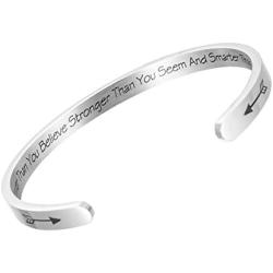 Raysunfook Inspirational Cuff Bracelet for Women Daily Reminder Mantra Personalized Bangle Birthday Gifts
