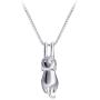 Meow Star Sterling Silver Moon Cat Necklace Cat Pendant Charm Necklaces for Women Cat Lovers