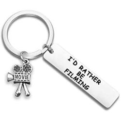 WUSUANED Movie Camera Keychain Id Rather Be Filming Jewelry Gift for Director Videographer Writer