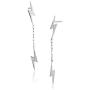 Double Lightning Bolt Tassel Drop Dangle Mini Crystal Stud Earrings for Women Girls 925 Sterling Silver Tiny Piercing Ear Studs Cartilage Tragus Chain Nickel Free Fashion Punk Jewelry