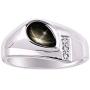 RYLOS Mens Rings Sterling Silver Ring - Timeless Pear Shape Cabochone Gemstone & Diamonds - Tear Drop Rings For Men Mens Rings Silver Rings Sizes 8,9,10,11,12,13 Mens Jewelry