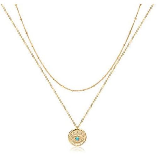 VACRONA Dainty Layered Cross Necklace for Women 14K Gold Plated Gold Faith Pendant Choker Necklace Layering Long Necklace for Women Lucky Love Pendant Necklace Protection Necklace Jewelry Gift