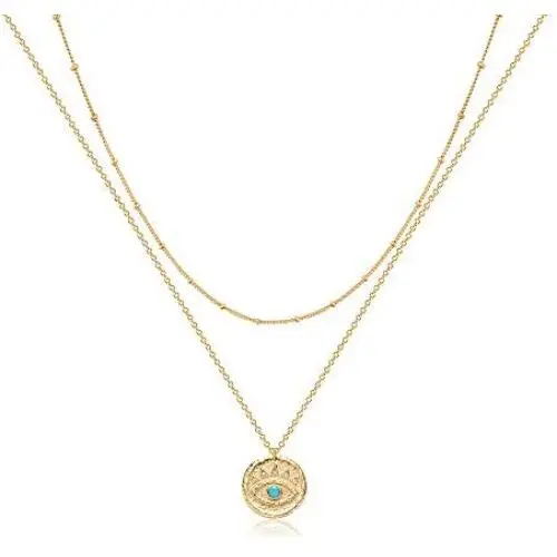 VACRONA Dainty Layered Cross Necklace for Women 14K Gold Plated Gold Faith Pendant Choker Necklace Layering Long Necklace for Women Lucky Love Pendant Necklace Protection Necklace Jewelry Gift