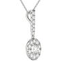 Vaarya 14K White Gold Diamond Halo Stick Pendant Necklace (3/4 Ct tw, AGS Certified GH+/SI2-I1+)