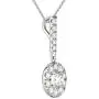 Vaarya 14K White Gold Diamond Halo Stick Pendant Necklace (3/4 Ct tw, AGS Certified GH+/SI2-I1+)