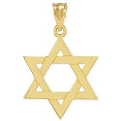 Solid 14k Yellow Gold Traditional Jewish Star of David Charm Pendant