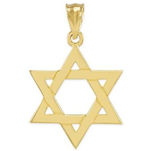 Solid 14k Yellow Gold Traditional Jewish Star of David Charm Pendant