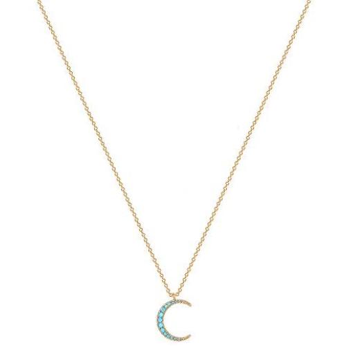 VACRONA Crescent Moon Necklace for Women 14K Gold Plated Moon Pendant Turquoise Necklace Minimalist Layering Necklace Dainty Jewelry Gifts for Her