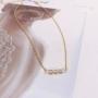 So Pretty Dainty Gold Pearl Choker Handmade Beads Pendant Layering Chain Necklace for Women Girls