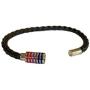 Strongest Link BI Pride Black Braided Leather Bracelet with Magnetic Clasp 7'' Inches