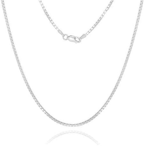 NYC Sterling 1.7mm .925 Sterling Silver Italian Box Chain Necklace Strong and Durable- 16''-24''