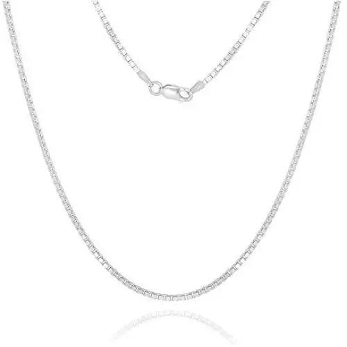 NYC Sterling 1.7mm .925 Sterling Silver Italian Box Chain Necklace Strong and Durable- 16''-24'' NYC Sterling 1.7mm .925 Sterling Silver Italian Box Chain Necklace Strong and Durable- 16''-24''