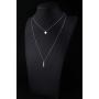 S925 Sterling Silver Bar Dot Vertical Double Layered Long Chain Choker Y Clavicle Necklace for Women Lady