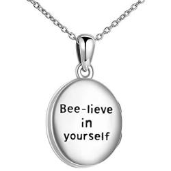 WINNICACA Sterling Silver Locket Necklaces Bee/Turtle/Butterfly Pendant Locket Jewelry Gifts for Women Teens Birthday