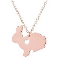 BELUCKIN Cute Heart Rabbit Necklace Natural Animal Bunny Pendant Necklace for Girls