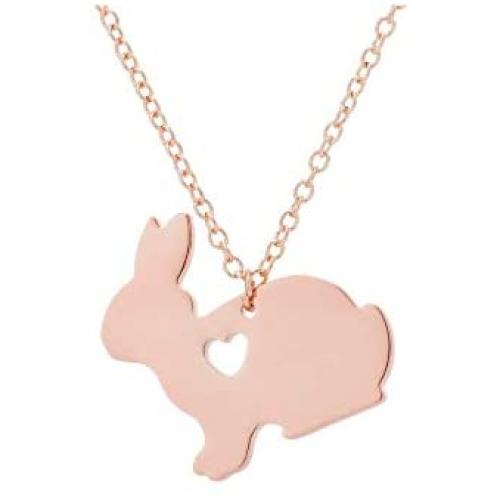BELUCKIN Cute Heart Rabbit Necklace Natural Animal Bunny Pendant Necklace for Girls