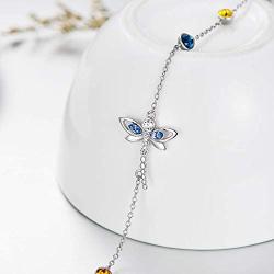 AOBOCO Sterling Silver Dragonfly Bracelet Embellished with Crystals from Austria, Adorable Insects in The Garden Series, Anniversary Birthday Multicolor Dragonfly Jewelry Gifts for Women