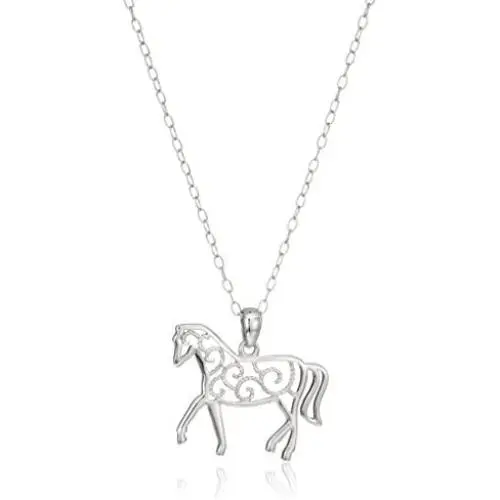 Sterling Silver Filigree Pendant Necklace, 18'' Sterling Silver Filigree Pendant Necklace, 18''