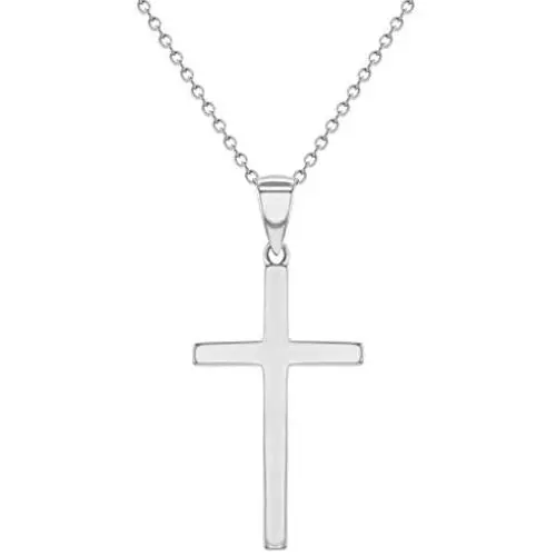 925 Sterling Silver Cross Necklace Pendant Plain Classic Traditional 19'' 925 Sterling Silver Cross Necklace Pendant Plain Classic Traditional 19''